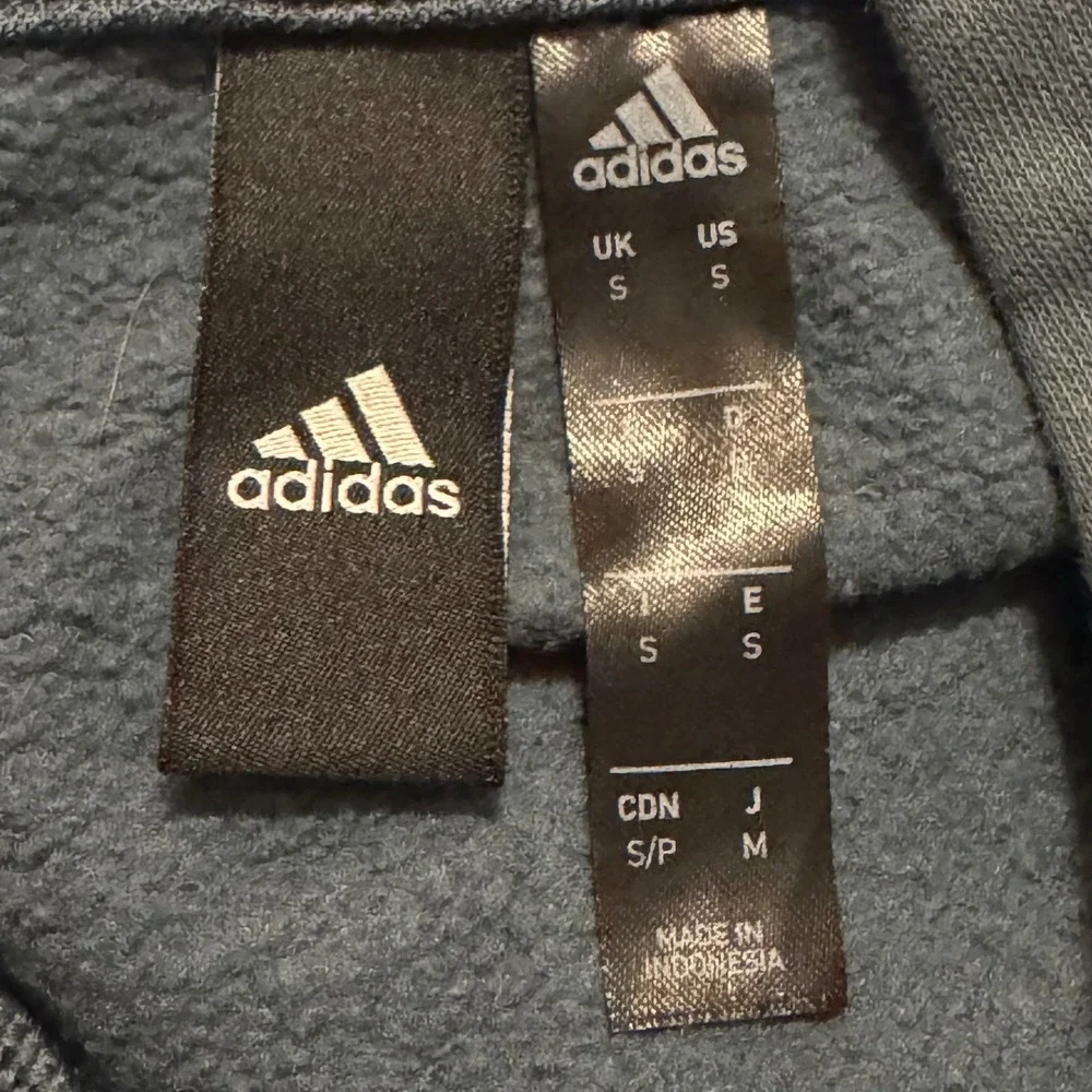 Adidas Mens‎ Big Logo Fleece Pullover Hoodie Blue Small S Activewear